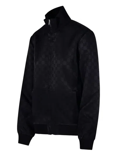 Gucci Monogram-patterned Zip-up Sweatshirt In Black