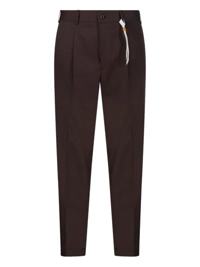 Santaniello Pleated-front Tailored Trousers In Brown