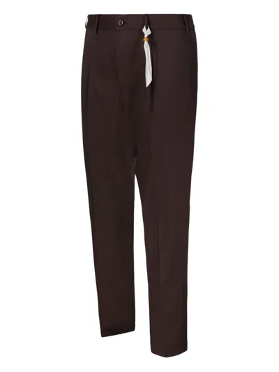 Santaniello Pleated-front Tailored Trousers In Brown