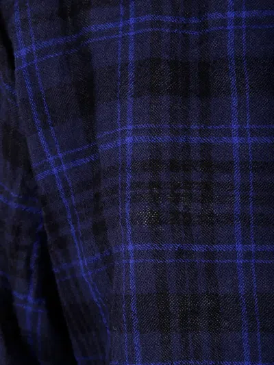 Daniela Gregis Tartam-print Frayed-hem Blouse In Black