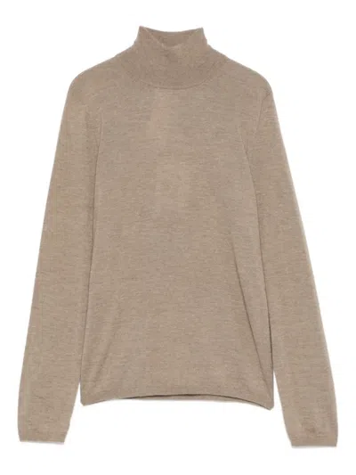 Max Mara Beige Turtle Neck Sweater In Brown