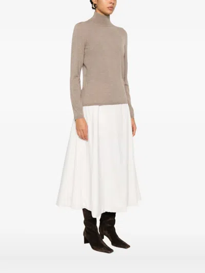 Max Mara Beige Turtle Neck Sweater In Brown
