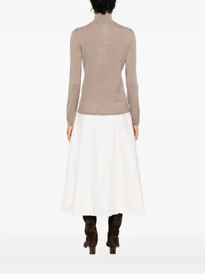 Max Mara Beige Turtle Neck Sweater In Brown