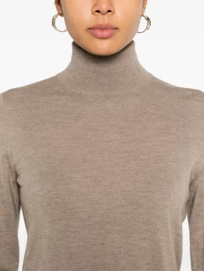 Max Mara Beige Turtle Neck Sweater In Brown