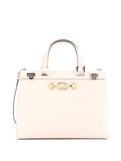Pre-owned Gucci Zumi Top Handle Bag Leather Medium Satchel In Neutral