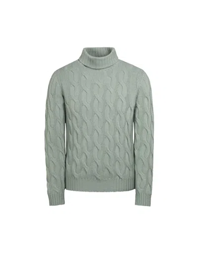 Moorer Cable-knit Roll-neck Sweater In Green