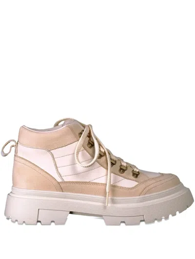 Moorer Marlia-onk Panelled Lace-up Boots In Neutral