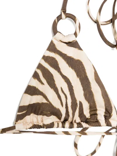 Zimmermann Wanderlust Ring-tie Zebra-pattern Bikini In Animal Print
