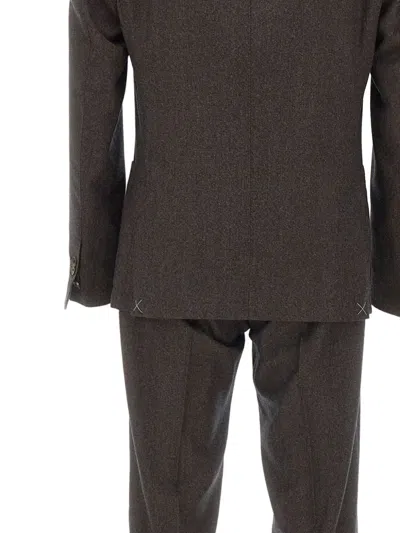 Corneliani Two-button Wool Suit In Brown