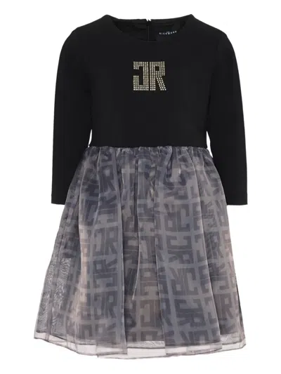 John Richmond Junior Embellished Long-sleeve Dress In Black