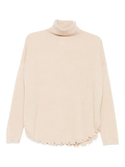 Kujten Mavis Frayed Sweater In Neutral