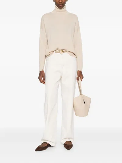 Kujten Mavis Frayed Sweater In Neutral