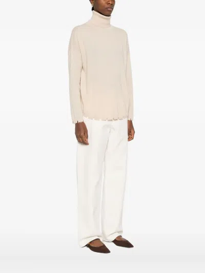 Kujten Mavis Frayed Sweater In Neutral