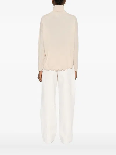 Kujten Mavis Frayed Sweater In Neutral