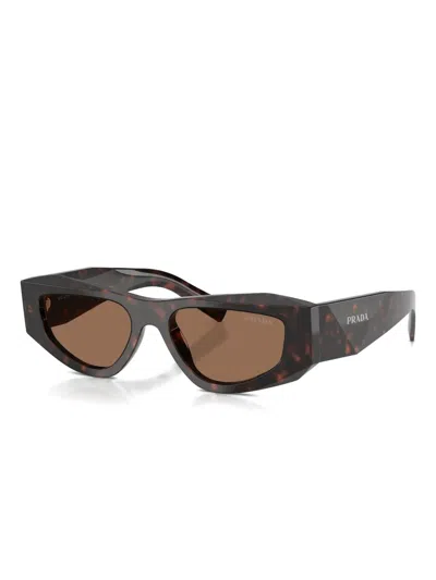 Prada Symbole Rectangular-frame Sunglasses In Brown
