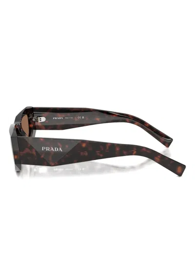Prada Symbole Rectangular-frame Sunglasses In Brown
