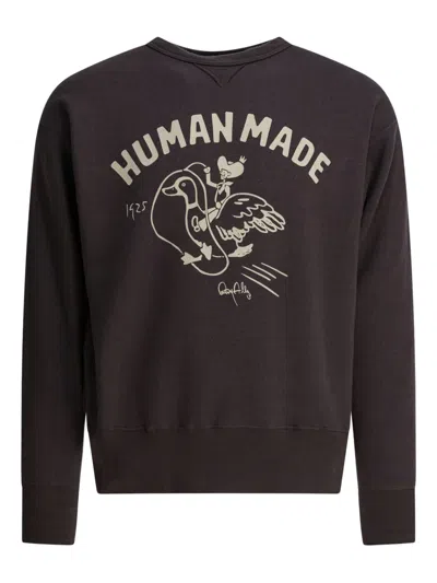 Human Made Tsuriami Graphic-print Cotton Sweatshirt In Brown