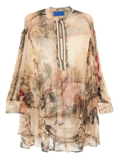 Mes Demoiselles Printed Top In Brown