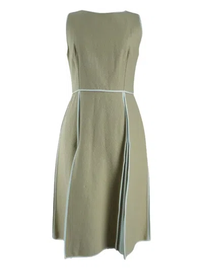 Pre-owned Fendi Pleated Midi Dress In Neutral