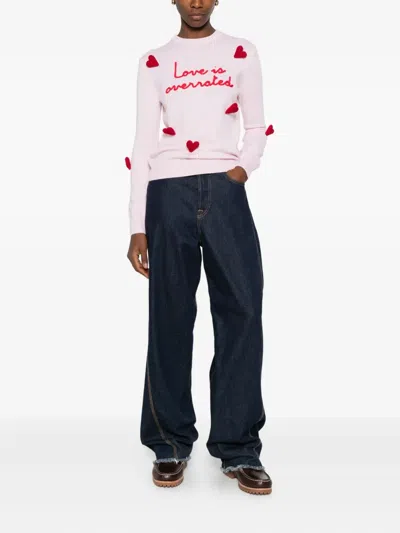 Mc2 Saint Barth Heart-embroidered Sweater In Pink
