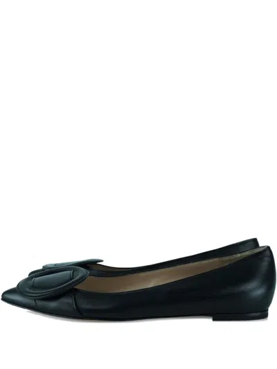 Pre-owned Gianvito Rossi Venezia Pointed-toe Flats In Black