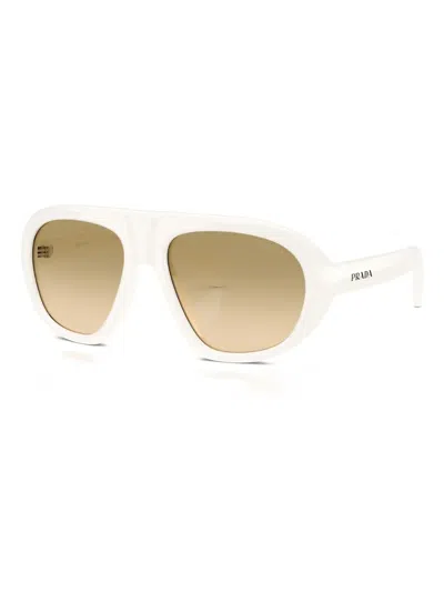 Prada Eyewear Oversized Pilot Sunglasses In White