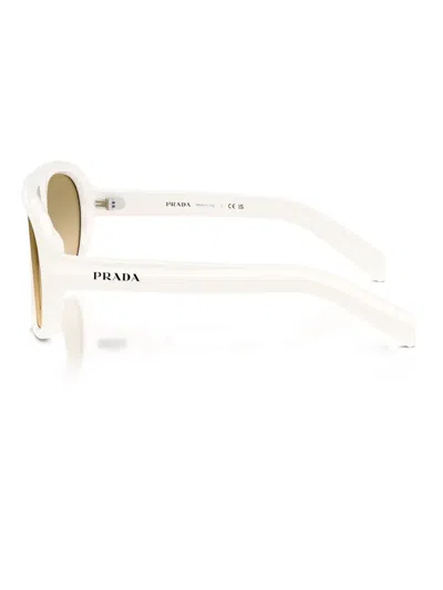 Prada Eyewear Oversized Pilot Sunglasses In White