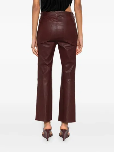 Frame Reboot Crop Leather Trousers In Brown