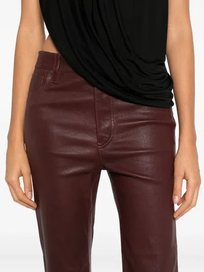 Frame Reboot Crop Leather Trousers In Brown