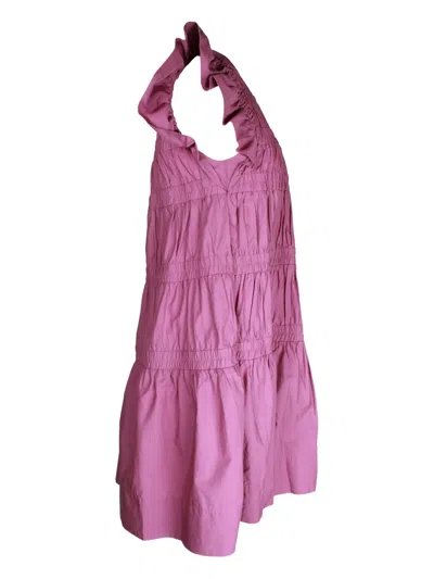 Pre-owned Sea Steph Flutter-sleeve Midi Dress In Pink