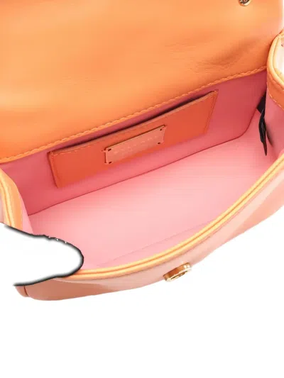 Pre-owned Bvlgari 2010s Serpenti Cabochon Chain Leather Handbag In Orange