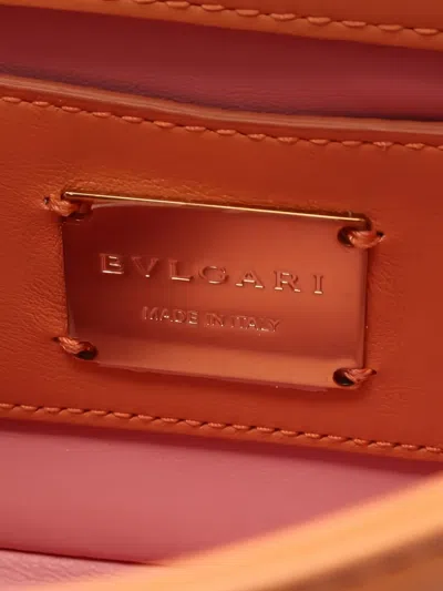 Pre-owned Bvlgari 2010s Serpenti Cabochon Chain Leather Handbag In Orange