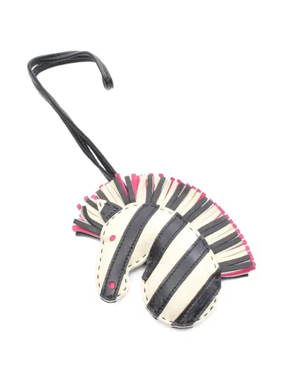 Pre-owned Hermes 2021s Jeezy Savannah Striped Bag Charm In Neutral