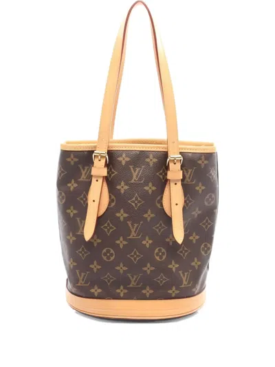 Pre-owned Louis Vuitton 2013 Bucket Pm Monogram Shoulder Bag In Brown