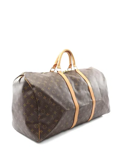 Pre-owned Louis Vuitton 1997 Keepall 60 Monogram Luggage Bag In Brown