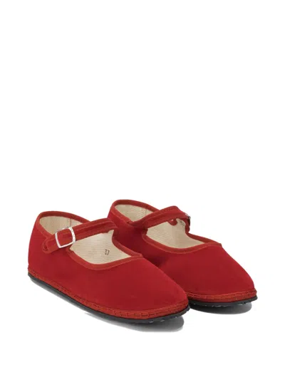 Vibi Venezia Mary Jane Velvet Ballet Flats In Red