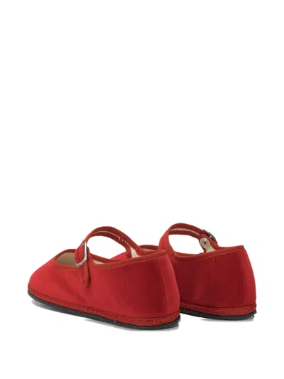 Vibi Venezia Mary Jane Velvet Ballet Flats In Red