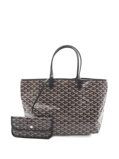 Pre-owned Goyard Large 20's Saint Louis Pm Coated-canvas Tote Bag In Black