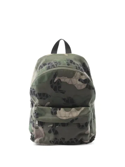 Pre-owned Valentino Garavani 2020s Camouflage Canvas Backpack In Green