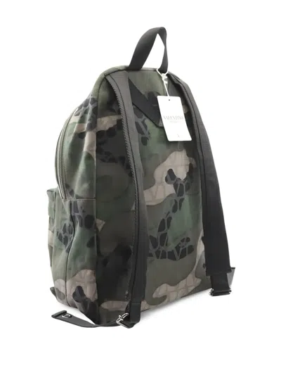 Pre-owned Valentino Garavani 2020s Camouflage Canvas Backpack In Green
