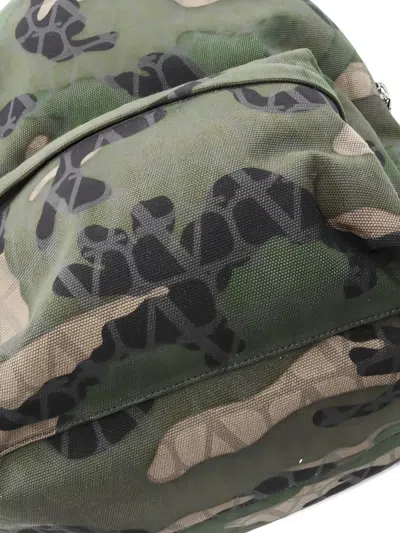 Pre-owned Valentino Garavani 2020s Camouflage Canvas Backpack In Green