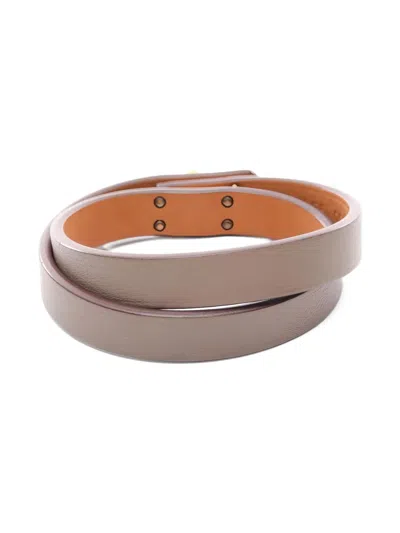 Pre-owned Hermes 2022 Mini Kelly Double Tour Leather Bracelet In Gold