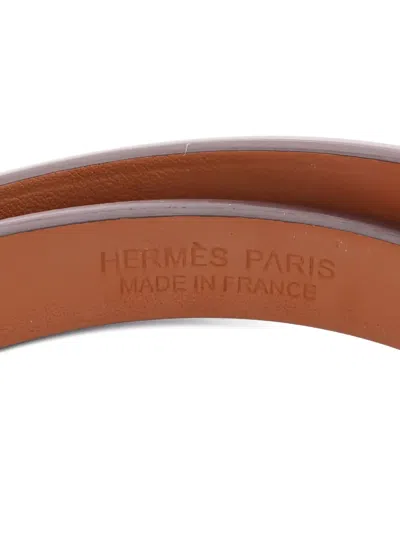 Pre-owned Hermes 2022 Mini Kelly Double Tour Leather Bracelet In Gold