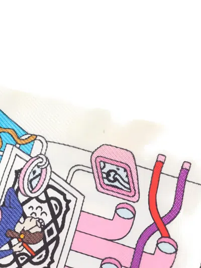 Pre-owned Hermes La Maison Des Carres Scarf In White