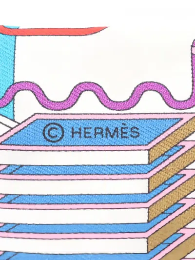 Pre-owned Hermes La Maison Des Carres Scarf In White