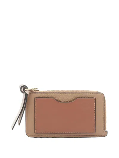 Pre-owned Loewe 2010s Anagram-leather Card Holder In Neutral