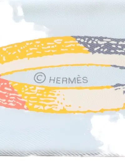 Pre-owned Hermes 2020s Inventaire Poetique De Brides A Bloc Twilly Scarf In Blue