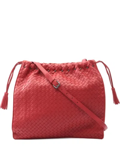Pre-owned Bottega Veneta 2010s Intrecciato Tassel-detail Shoulder Bag In Red