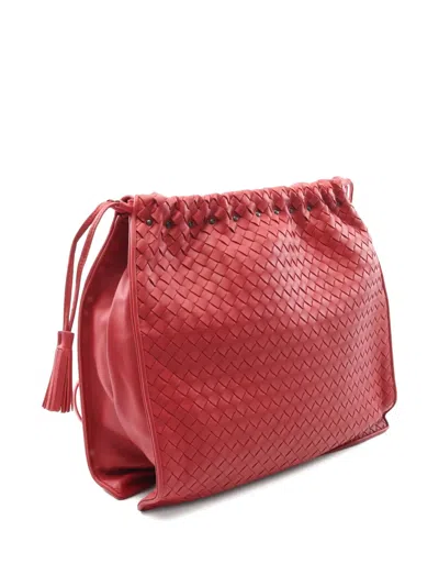 Pre-owned Bottega Veneta 2010s Intrecciato Tassel-detail Shoulder Bag In Red