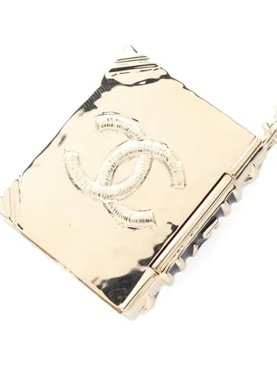 Pre-owned Chanel 1986-1988 Coco Mark Book-pendant Necklace In Gold